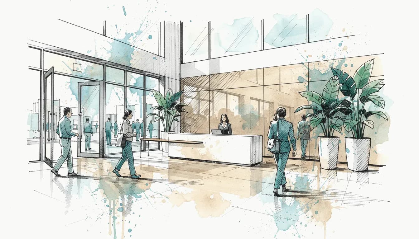 Modern office lobby with movement