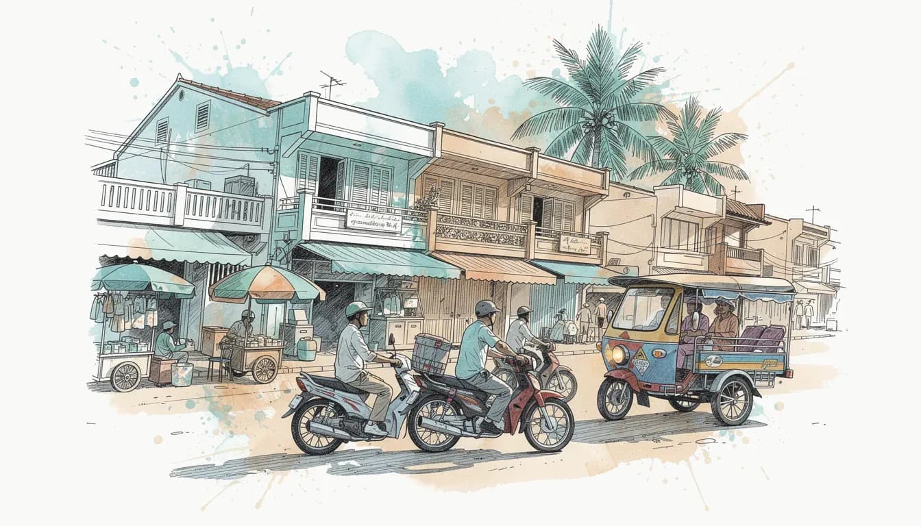 Phnom Penh morning street scene