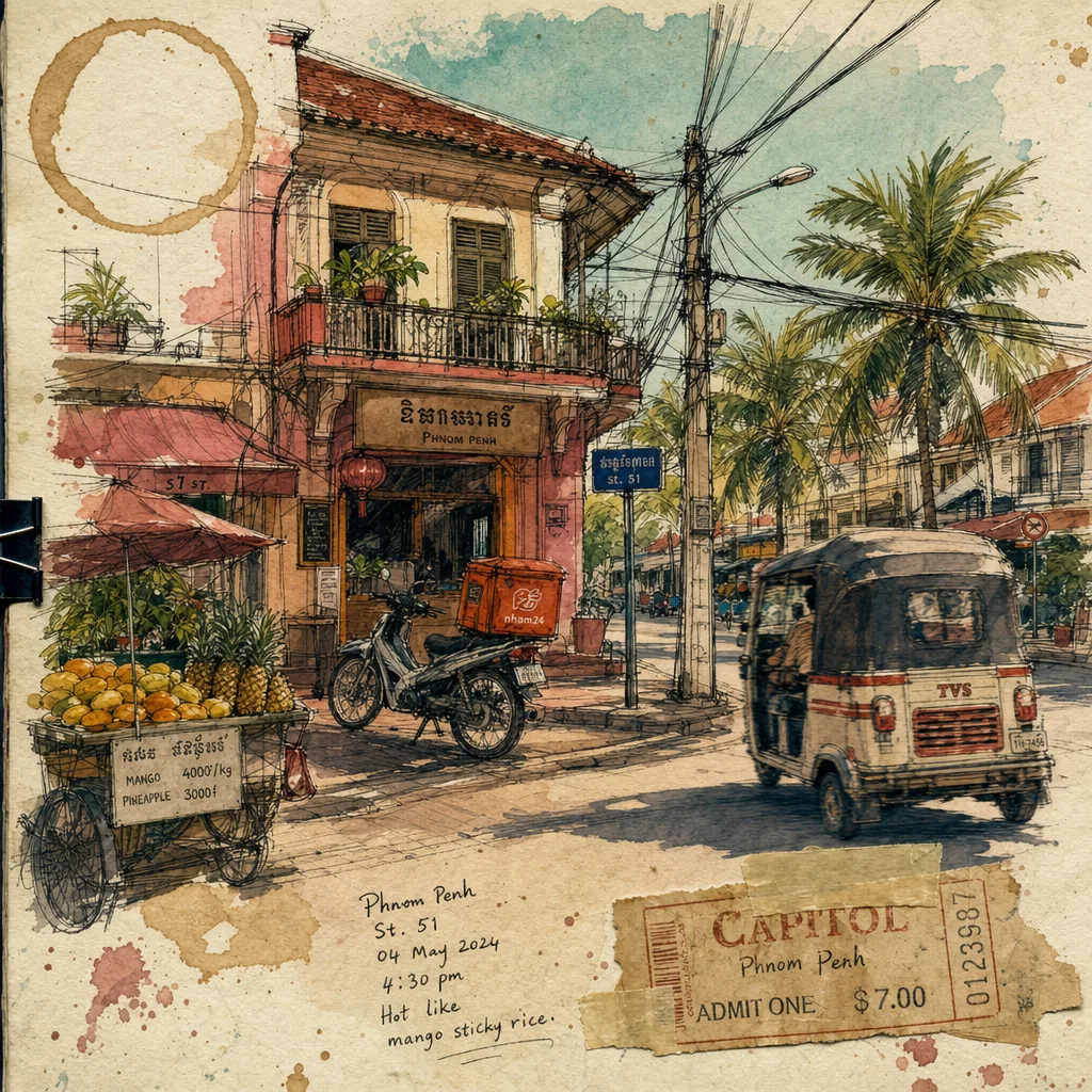 Phnom Penh side-street at late afternoon
