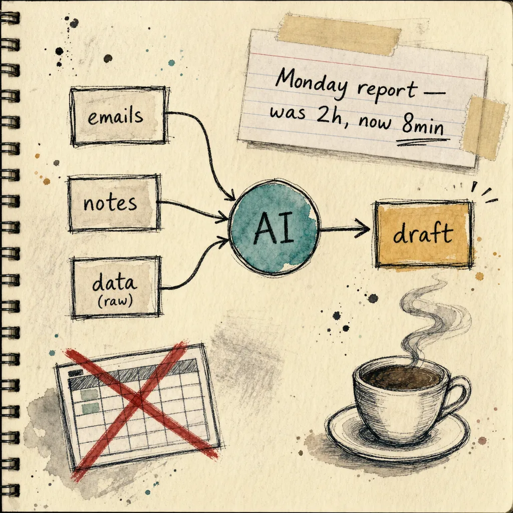 Sketch tile — workflow diagram with handwritten notes